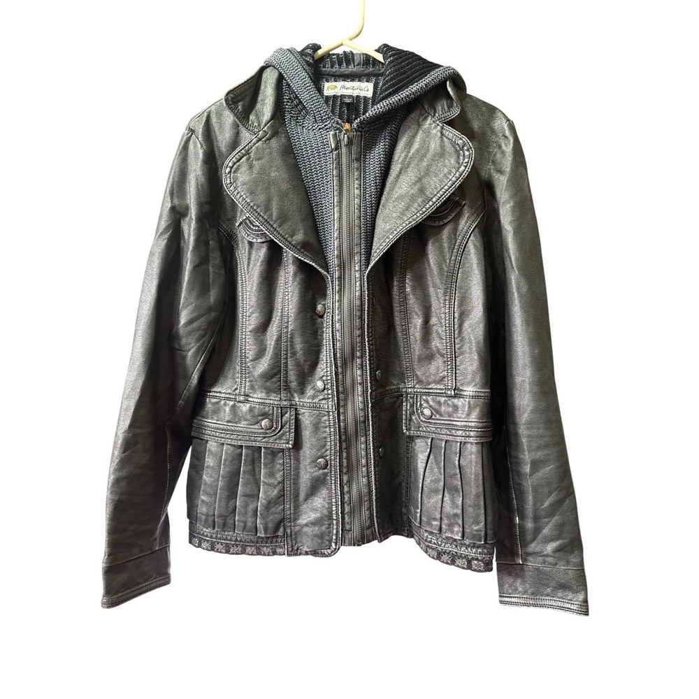 Montana Co. Hood‎ Gray Slate Faux Leather Jacket Size L